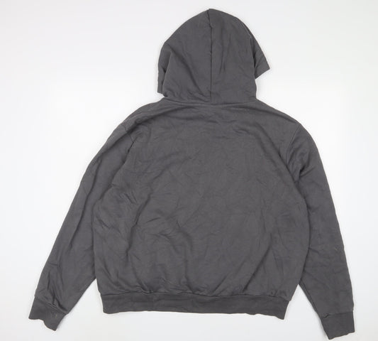 H&M Womens Grey Cotton Pullover Hoodie Size L Pullover - Love, Embroidered