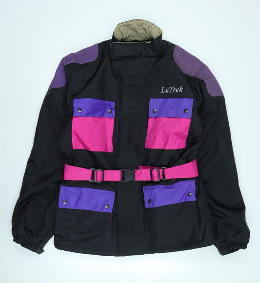 La Trek Womens Black Anorak Coat Size L Zip - Logo