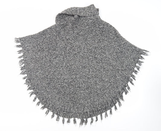 RJR.John Rocha Womens Grey Overcoat Poncho Size S Snap