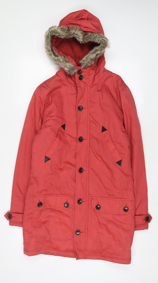 Womens UK Size XS Cotton Traders Pink Parka Coat