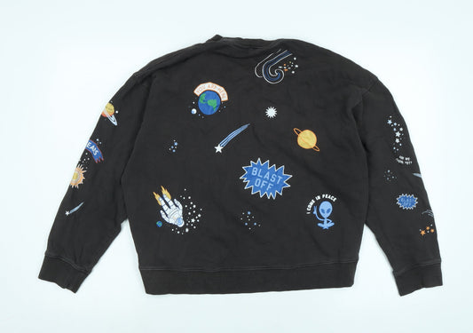 H&M Womens Grey Polyester Pullover Sweatshirt Size XS