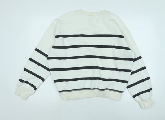 H&M Womens White Polyester Pullover Sweatshirt Size S