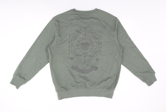 The Stronghold Mens Green Cotton Pullover Sweatshirt Size M