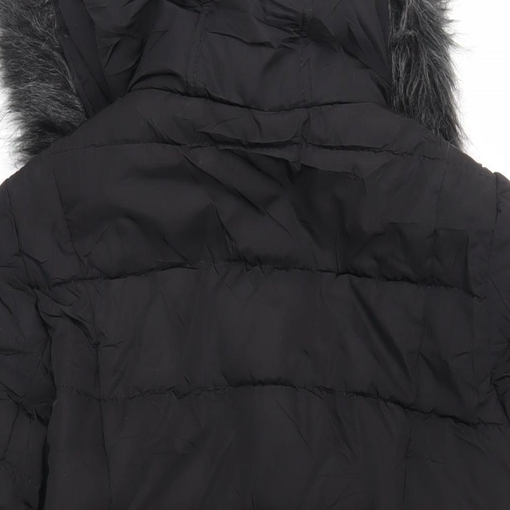 Pineapple Womens Black Quilted Coat Size 10 Zip - Hooded Logo