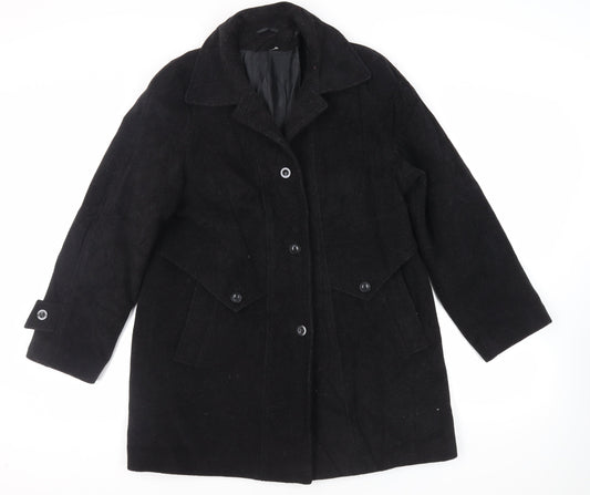 Womens UK Size 12 St Bernard Black Overcoat