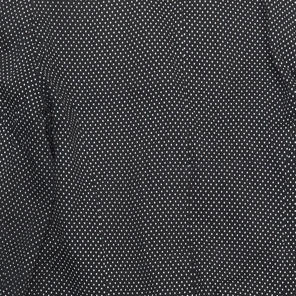 M&Co Womens Black Polka Dot Overcoat Coat Size 14 Button