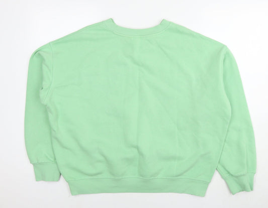 H&M Womens Green Cotton Pullover Sweatshirt Size M Pullover - Tennis Club