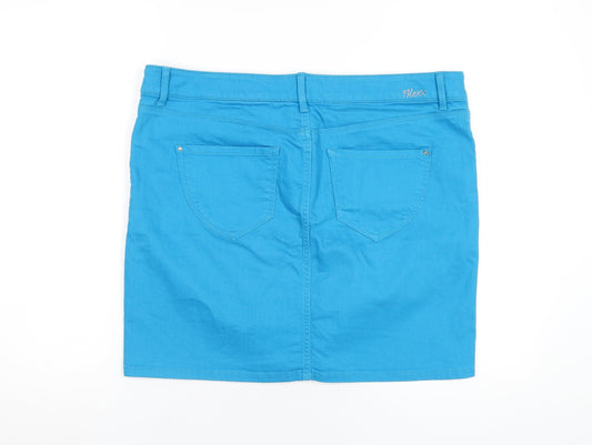 Mexx Womens Blue Cotton A-Line Skirt Size 41 in Zip