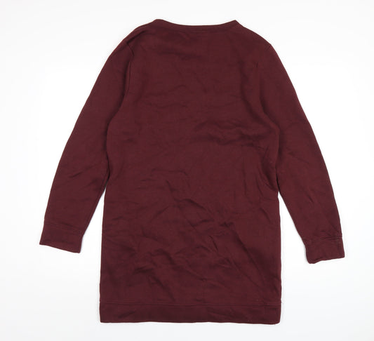 New Look Womens Purple Cotton A-Line Size 10 Round Neck Pullover
