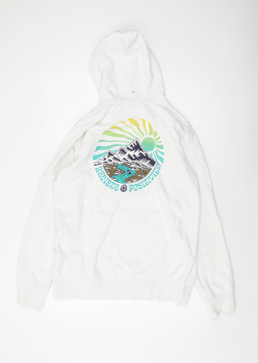 Mens UK Size M Element White Pullover Hoodie