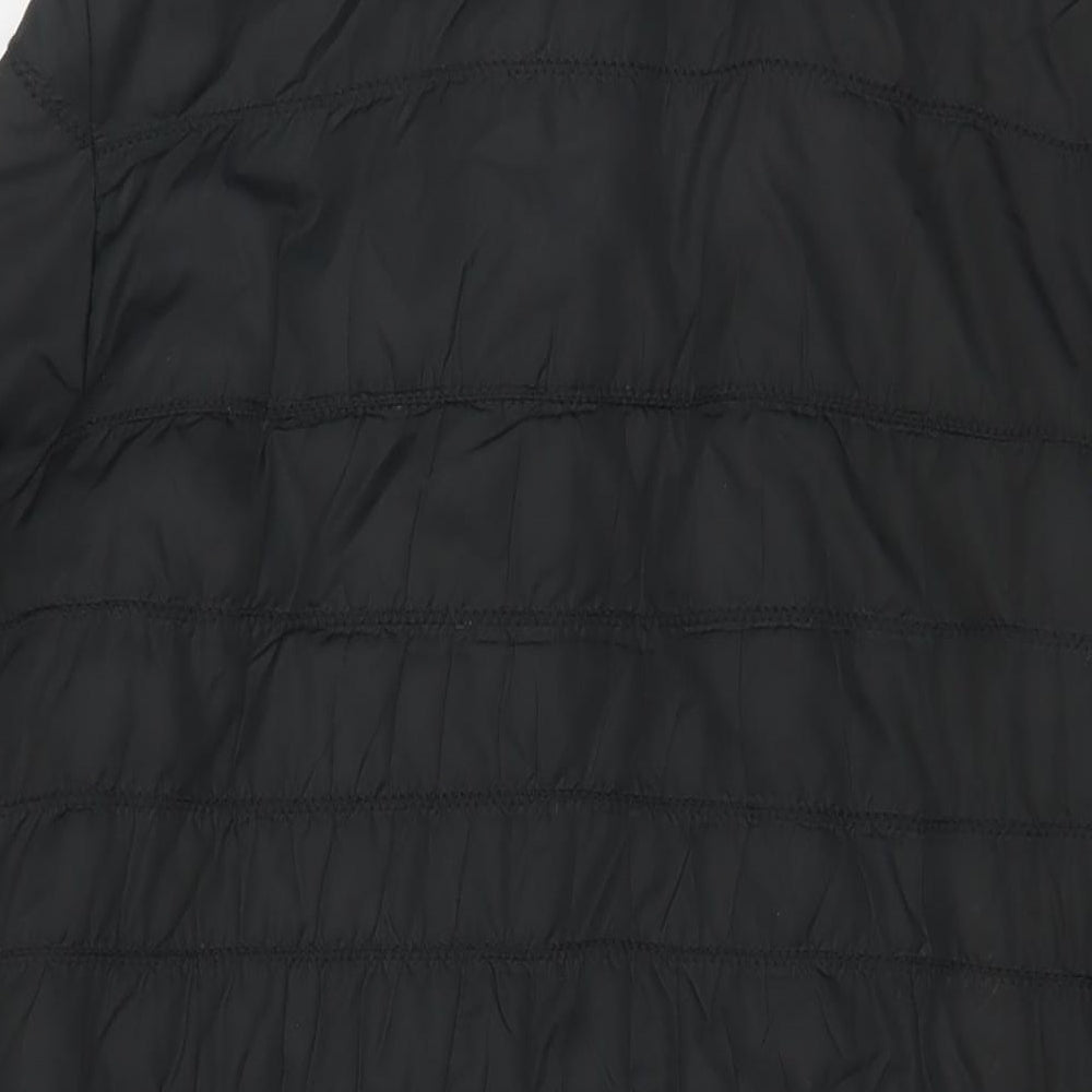 Brand and care label for Principles women’s black quilted coat, size UK 14, zip