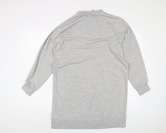 H&M Womens Grey Cotton Jumper Dress Size S Round Neck Pullover