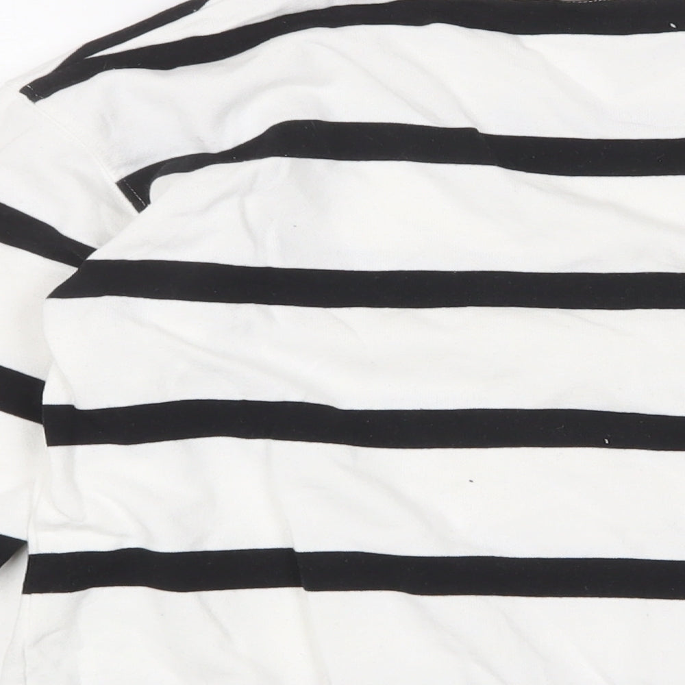 H&M Womens White Striped Cotton Pullover Sweatshirt Size XS Pullover