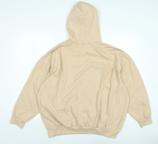 Boohoo Womens Beige Cotton Pullover Hoodie Size M