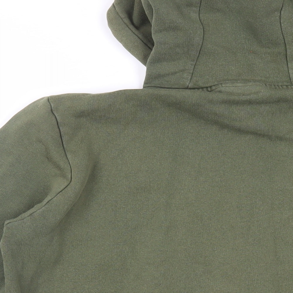 Brand and care label for Napapuri men’s green cotton pullover hoodie, size M, - logo