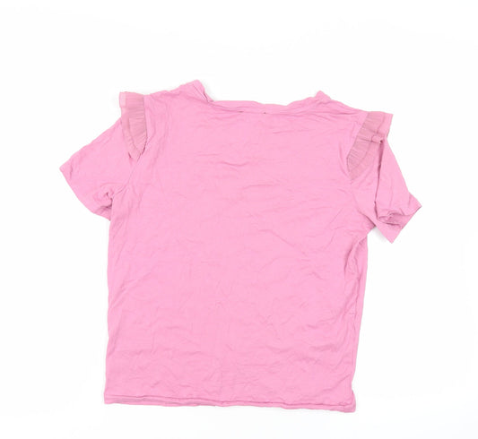 Womens UK Size M Zara Pink Basic T-Shirt