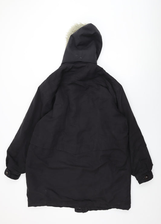 Mens UK Size L EMOS Black Overcoat