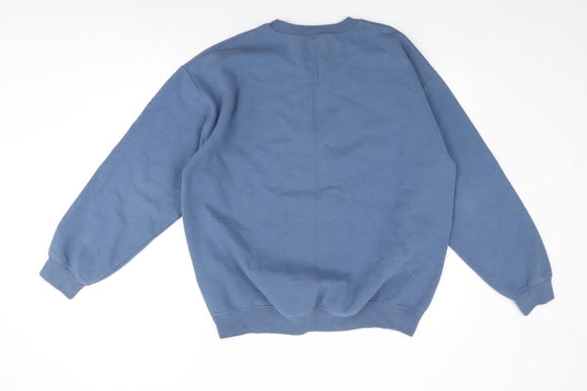 Gildan Womens Blue Cotton Pullover Sweatshirt Size L Pullover - Prosecco Ho Ho Ho, Christmas Jumper