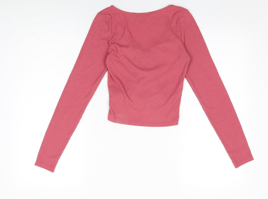Womens UK Size XS Monki Pink Basic T-Shirt