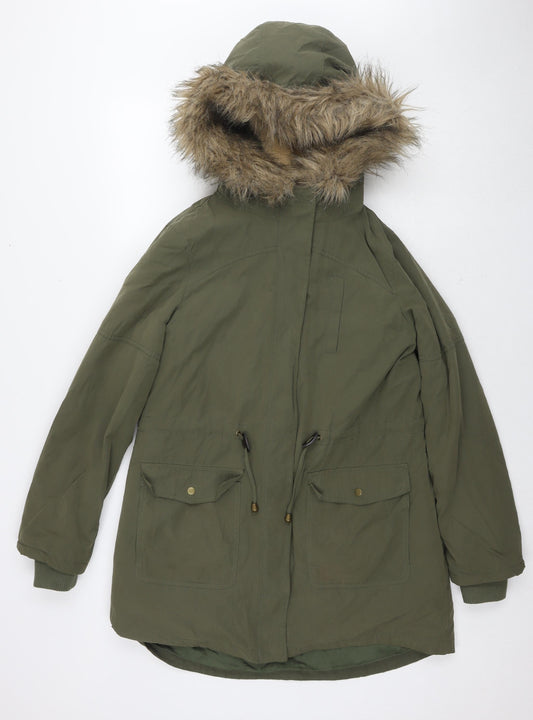 Womens UK Size M Oasis Green Parka Coat