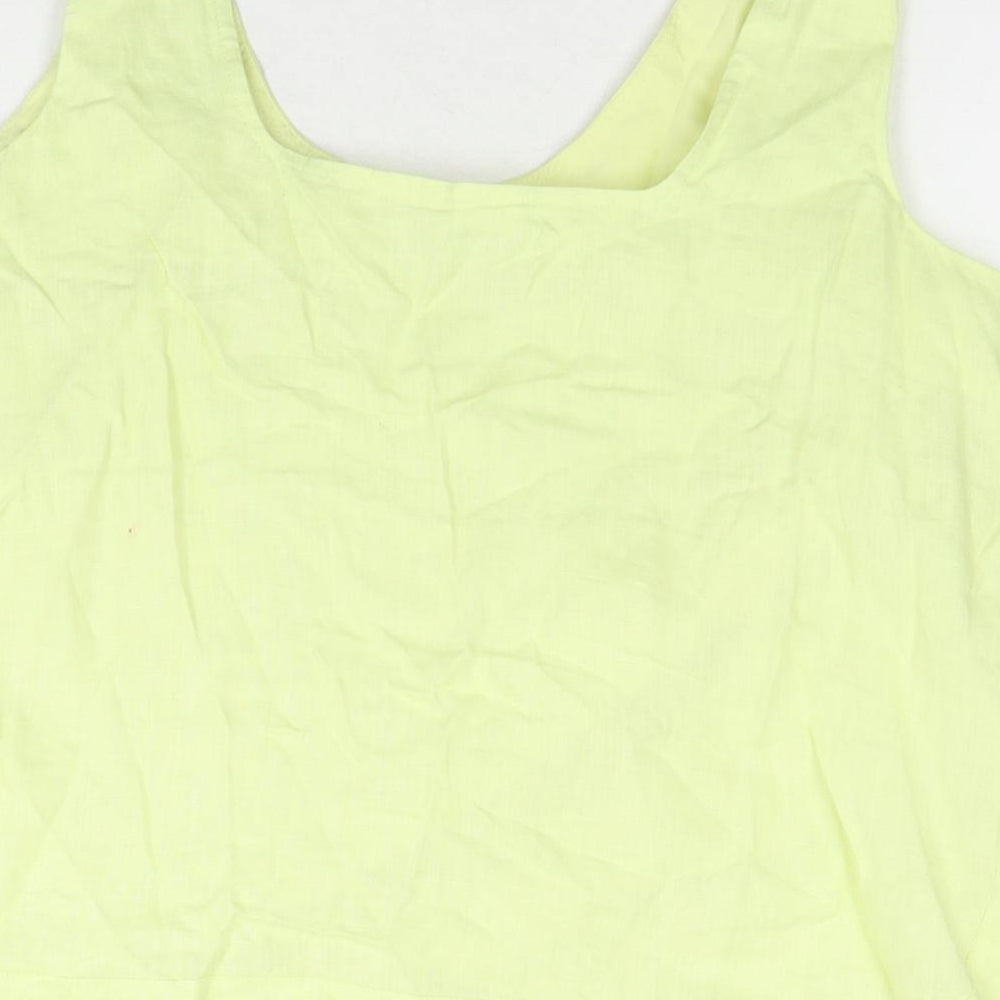 Autograph Womens Yellow Linen Basic Tank Size 16 Scoop Neck