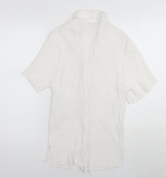 Topshop Womens White Viscose Basic Button-Up Size 8 Collared