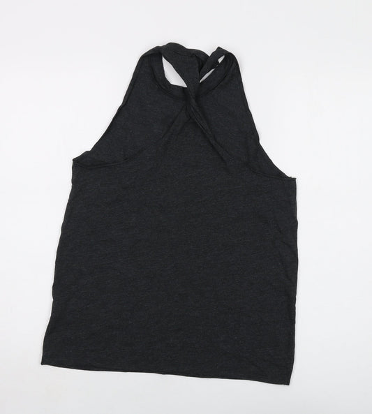 Womens UK Size S PINK Grey Basic Tank