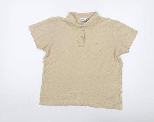 Womens UK Size M Jumper Beige Basic Polo