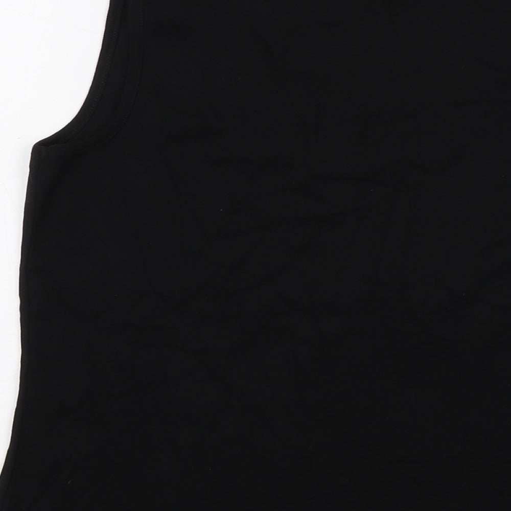M&Co Womens Black Cotton Basic Tank Size 12 Round Neck