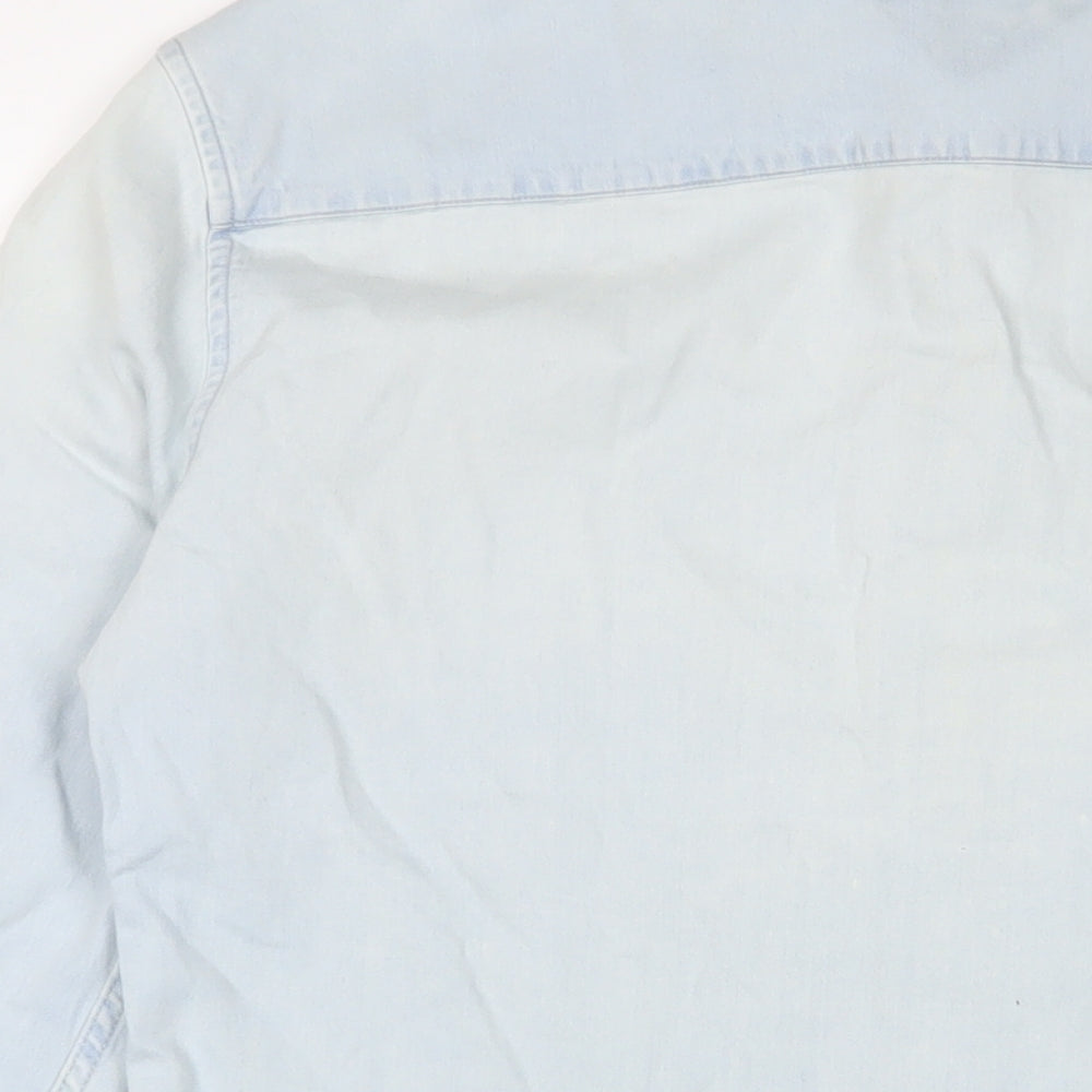 Topman Mens Blue Cotton Button-Up Size L Collared Button