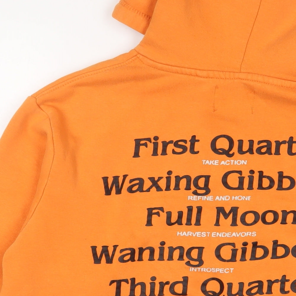 Bershka Womens Orange Cotton Pullover Hoodie Size S Pullover - Full moon