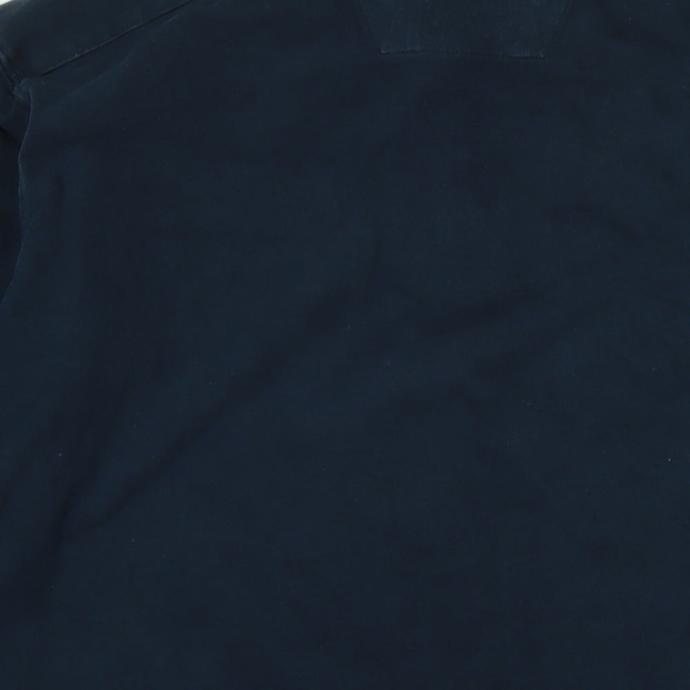 Maine Mens Blue Cotton Polo Size L Collared Button