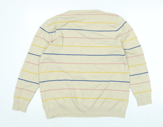 Just Elegance Womens Beige Boat Neck Striped Viscose Pullover Jumper Size L