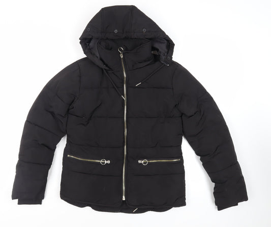 Womens UK Size 8 Topshop Black Puffer Jacket