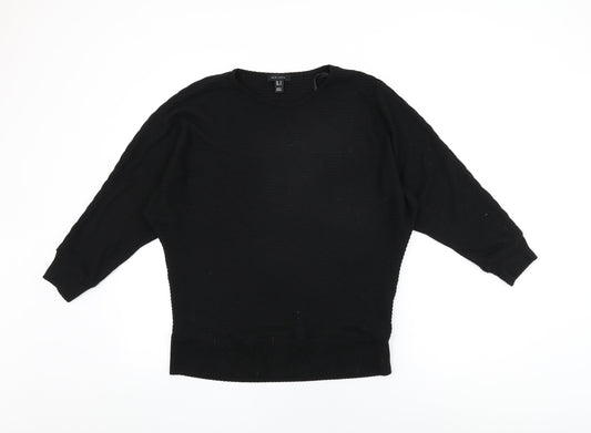 New Look Womens Black Polyester Basic T-Shirt Size M Round Neck