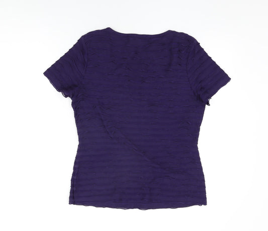 Womens UK Size 14 Kaliko Purple Basic T-Shirt