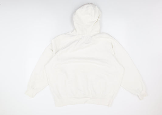 H&M Womens White Cotton Pullover Hoodie Size S Pullover