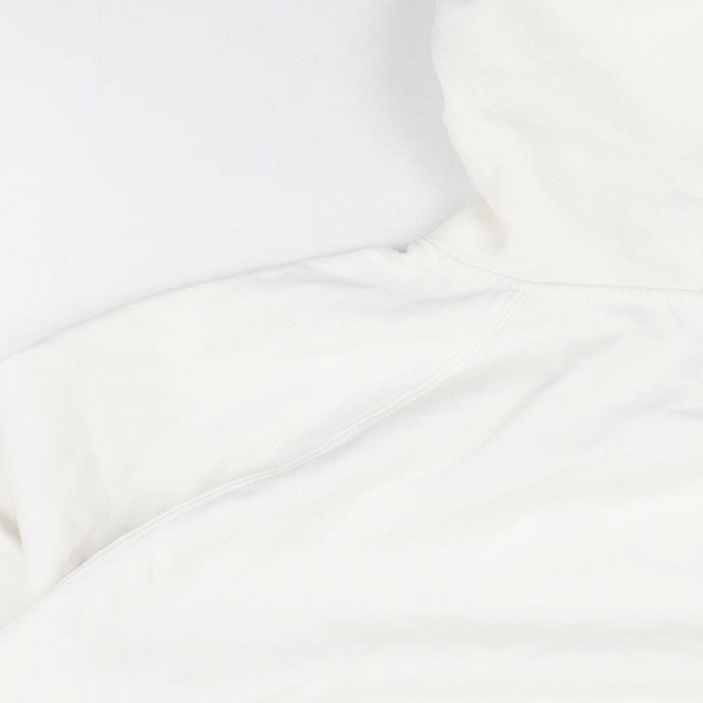 H&M Womens White Cotton Pullover Hoodie Size S Pullover