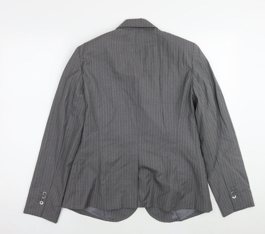 Brooks Brothers Womens Grey Striped Wool Jacket Suit Jacket Size 14