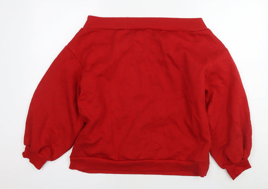 H&M Womens Red Cotton Pullover Sweatshirt Size XL Pullover