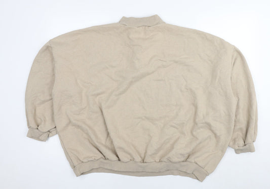 Boohoo Womens Beige Cotton Pullover Sweatshirt Size M Pullover