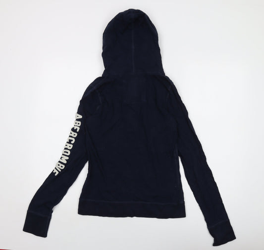 Abercrombie & Fitch Womens Blue Cotton Pullover Hoodie Size M Button