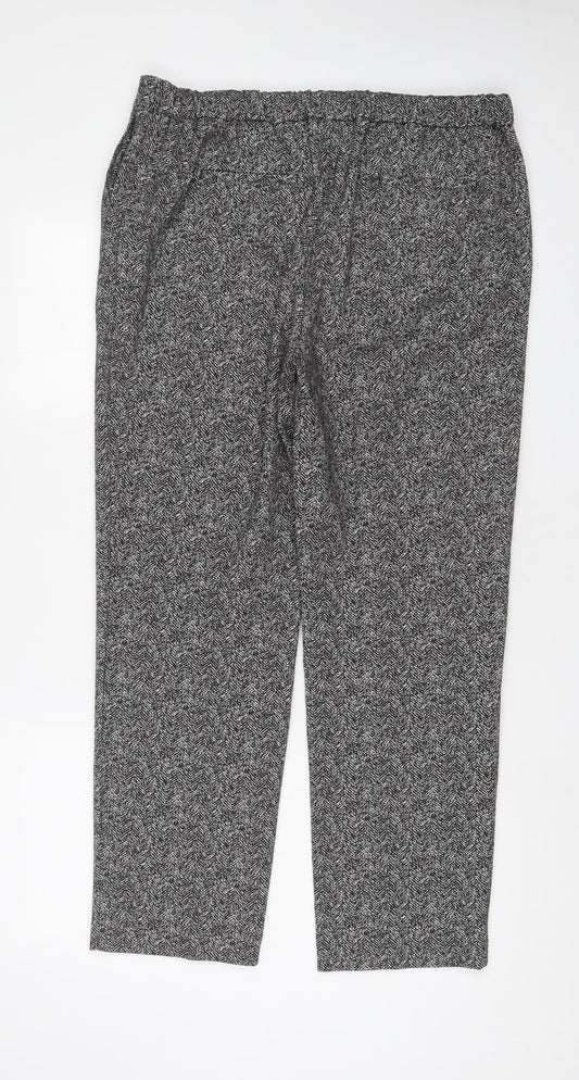 Classic Womens Grey Polyester Trousers Size 14 L29 in Regular Hook & Eye