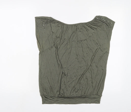 Womens UK Size S H&M Green Basic T-Shirt