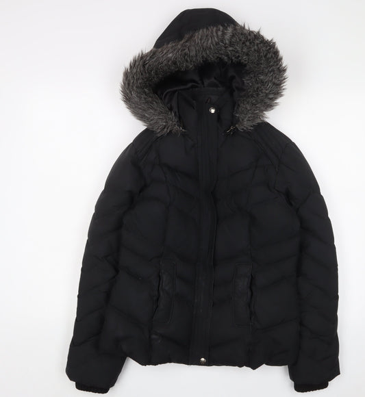 Womens UK Size S Per Una Black Parka Coat