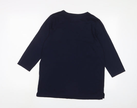 Lands' End Womens Blue Cotton Basic T-Shirt Size S Crew Neck
