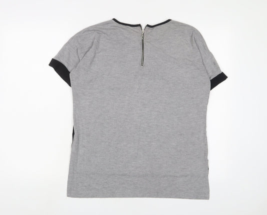 Select Womens Grey Polyester Basic T-Shirt Size 10 Crew Neck