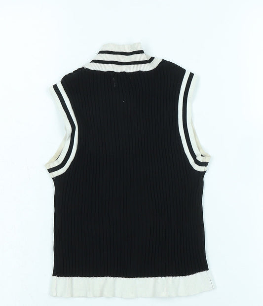 Womens UK Size M Pink Vanilla Black Vest Jumper