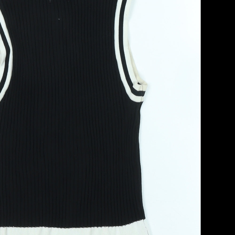 Womens UK Size M Pink Vanilla Black Vest Jumper