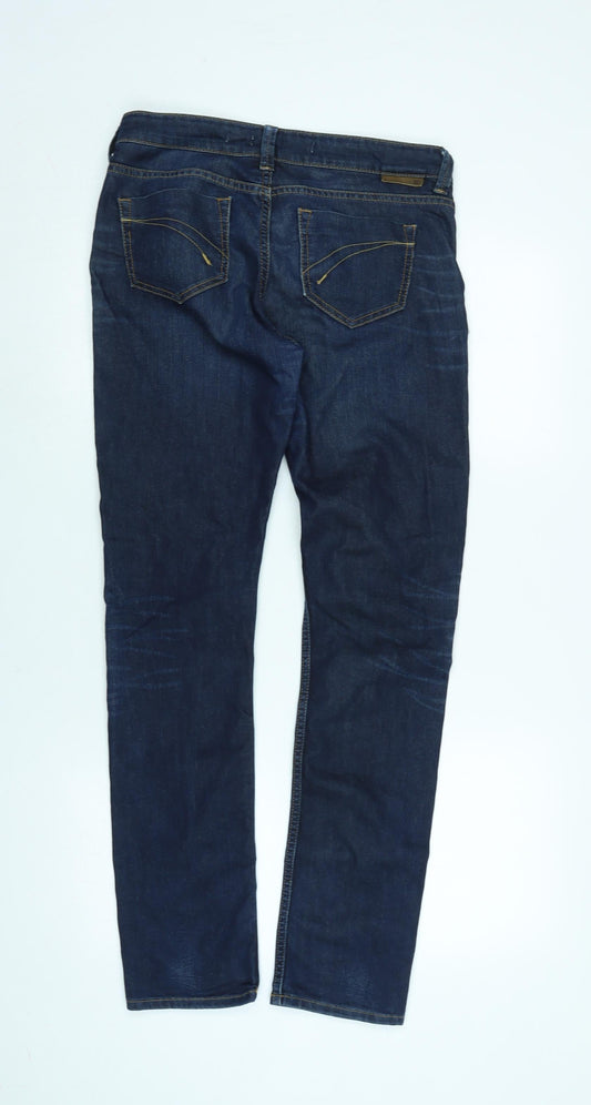 Topshop Womens Blue Cotton Blend Straight Jeans Size 30 in L30 in Regular Zip